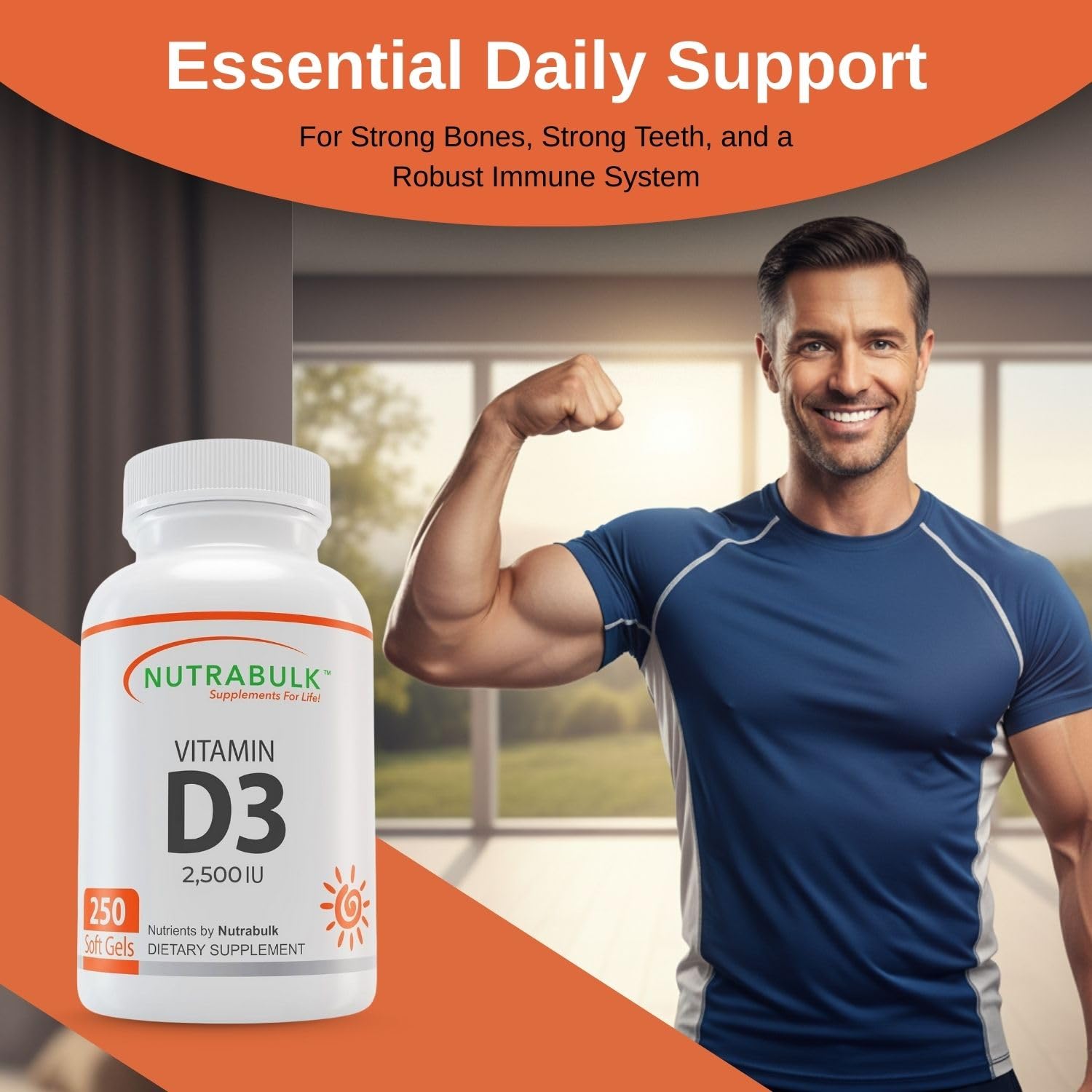 NutraBulk Vitamin D3 2500 IU Softgels - 250 Count - High-Potency Daily Supplement - Non-GMO, Gluten-Free - Made in USA — Amazon image 7