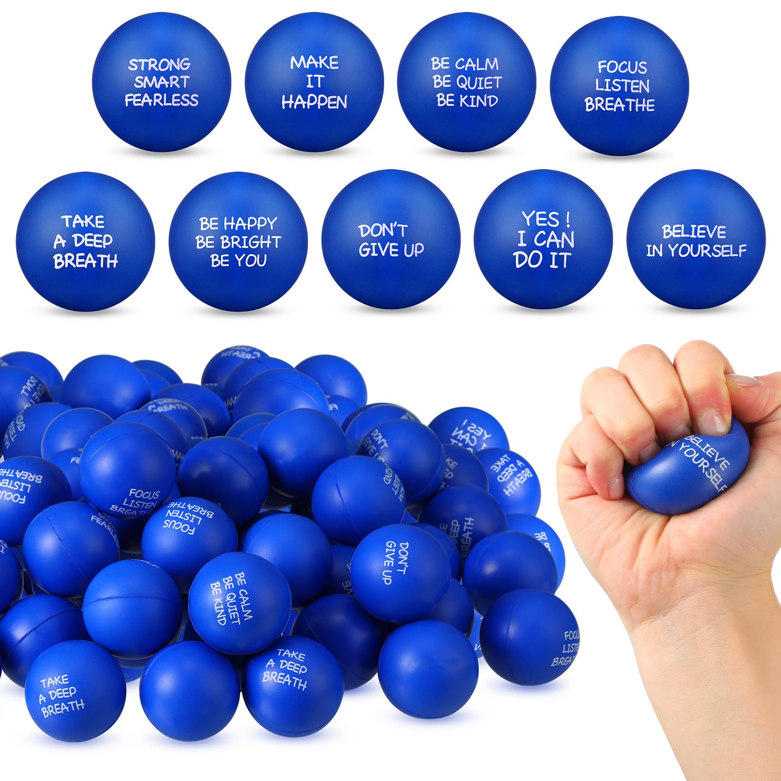 Shappy 72 Pcs Inspirational Stress Relief Balls Motivational Stress Ball Encouraging PU Bulk Balls for Adults Small Therapy Fidget Relief Toys for