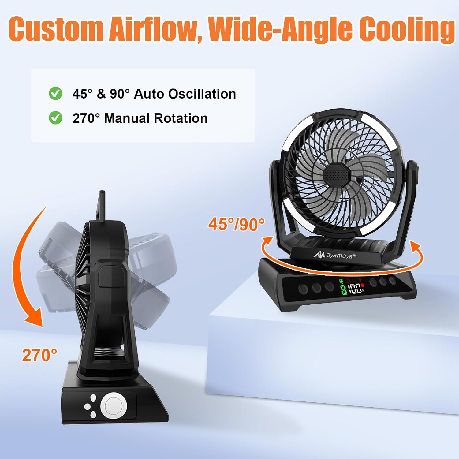 Camping Fan + Pop Up Tent, 20000mAh Rechargeablr Fan with Lights Remote, 6P Tent for Camping Hiking