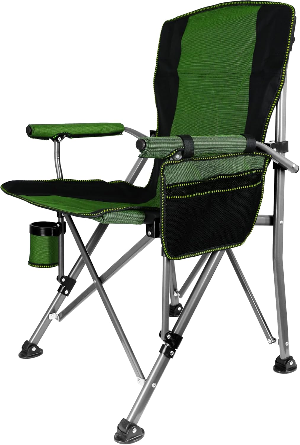 Folding Camping Chair with Cup Holder and Storage Bag, Heavy Duty Support 400 LBS, Oversized Collapsible Portable Camping Chair for Outdoor Camp, Picnic, Travel, Fishing Green - Image 8