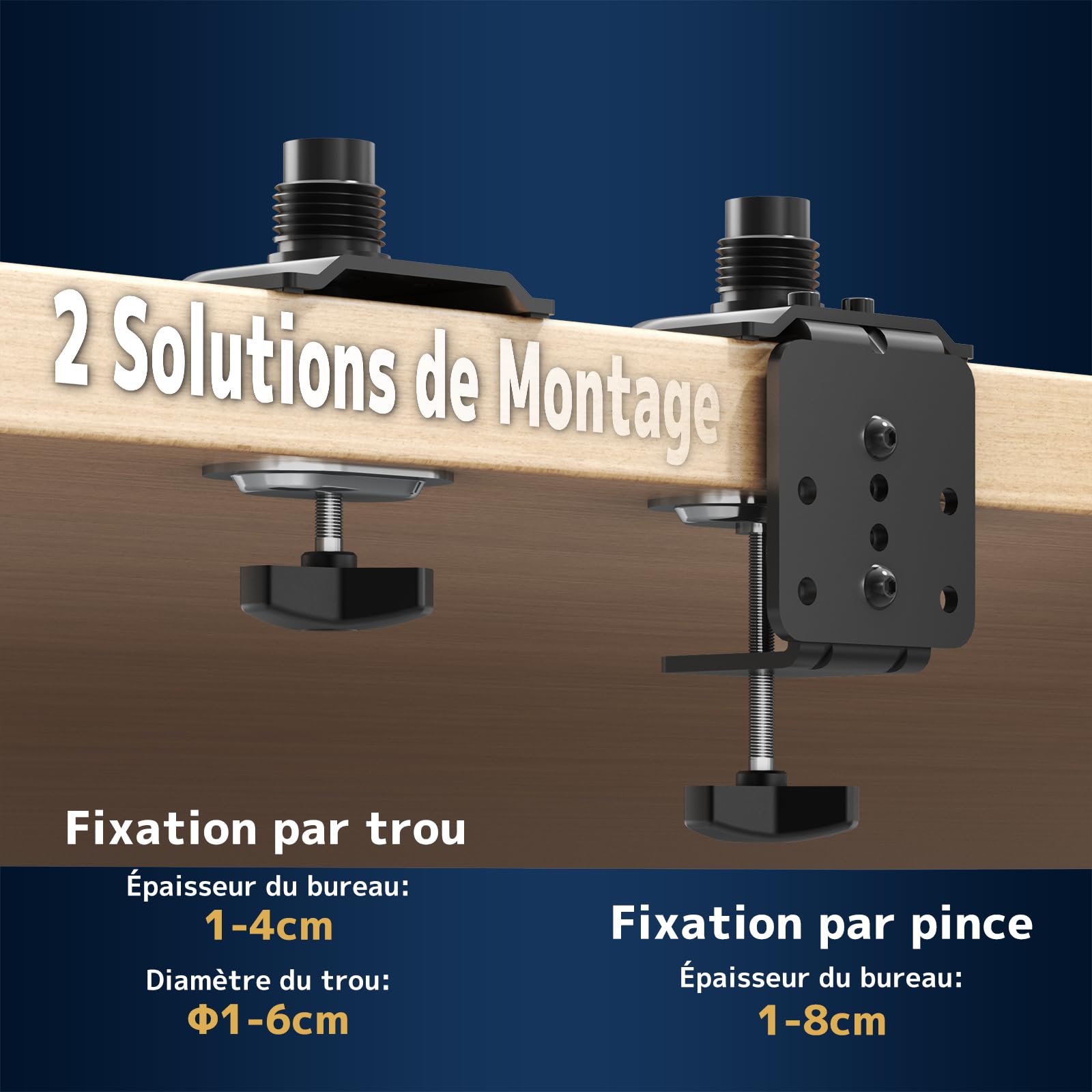 Support Moniteur pour 2 Écrans 17-49 Pouces – Bras Double Réglable en Hauteur, VESA 75x75 & 100x100 mm, Inclinable, Pivotant, Gain de Place, Noir