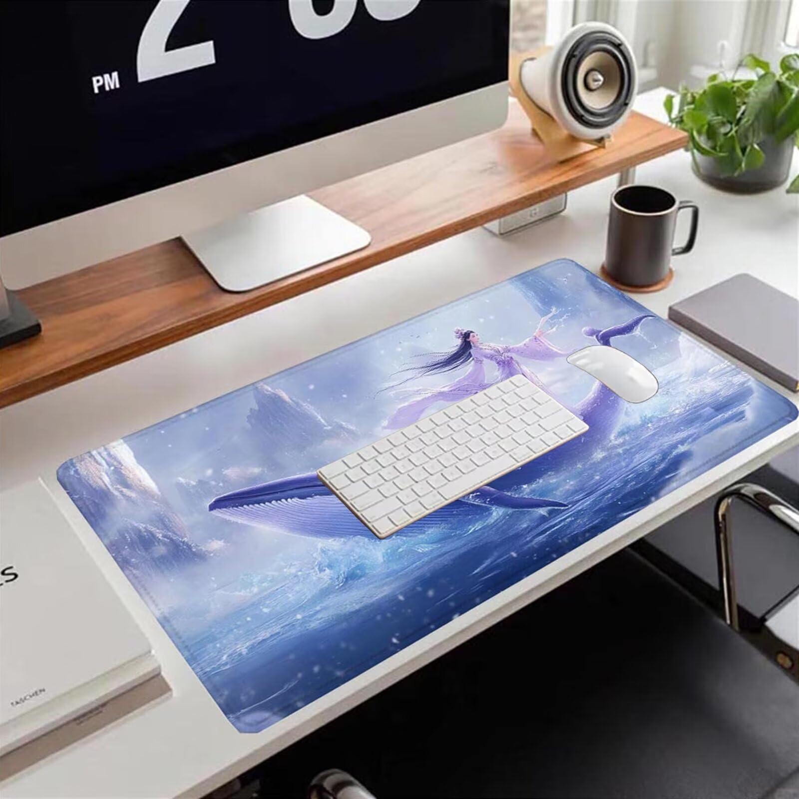 Gamingowa podkładka pod mysz 1200 x 600 x 3 mm, XXL, wodoszczelna, odporna na ścieranie, z przyszytymi krawędziami, niebieska, podkładka na biurko, poprawia prędkość i precyzję, do komputera, laptopa