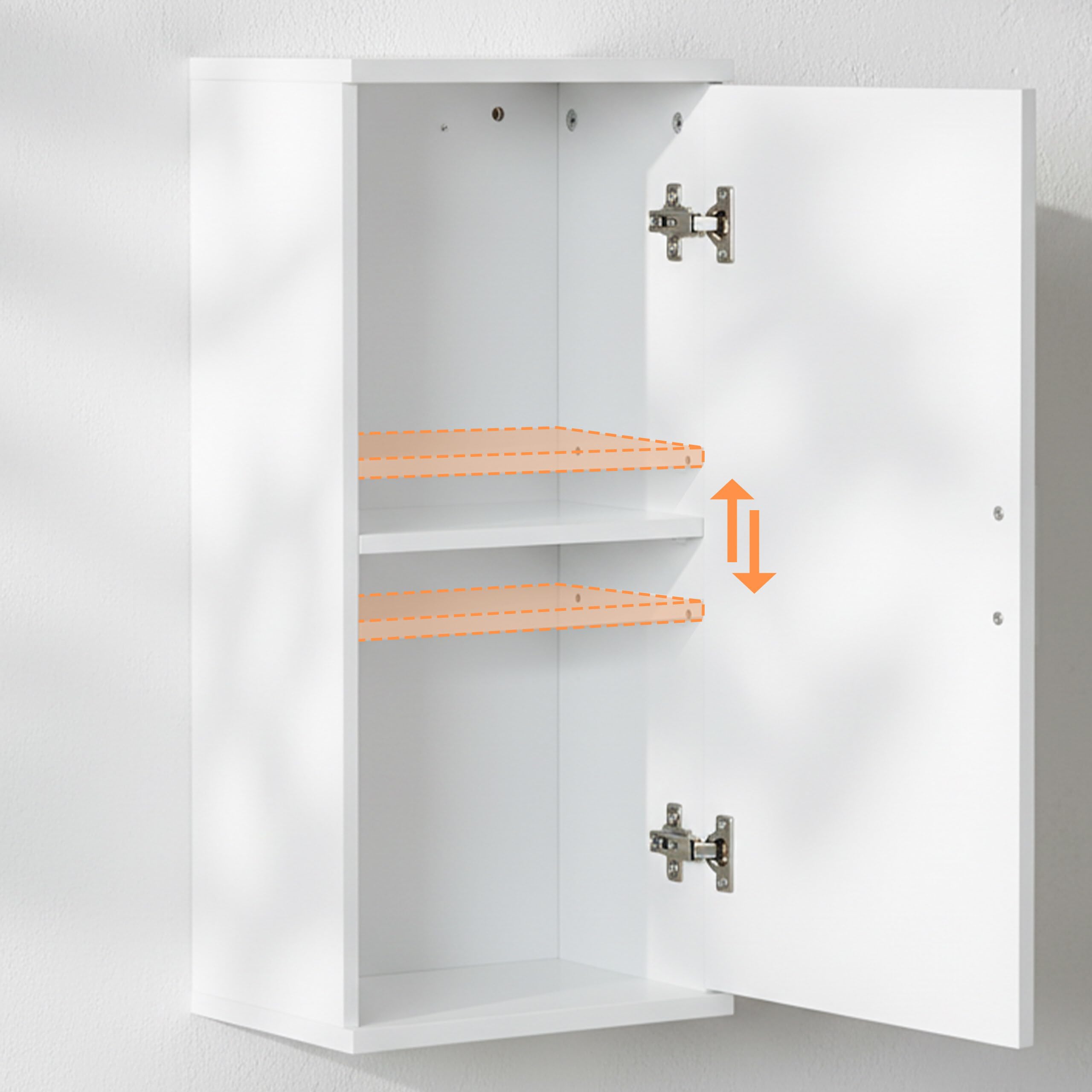 Armario Colgante para baño Relaxdays, 2 estantes, 62 x 30 x 21 cm, Estante Ajustable, Mueble Estrecho, MDF, Blanco