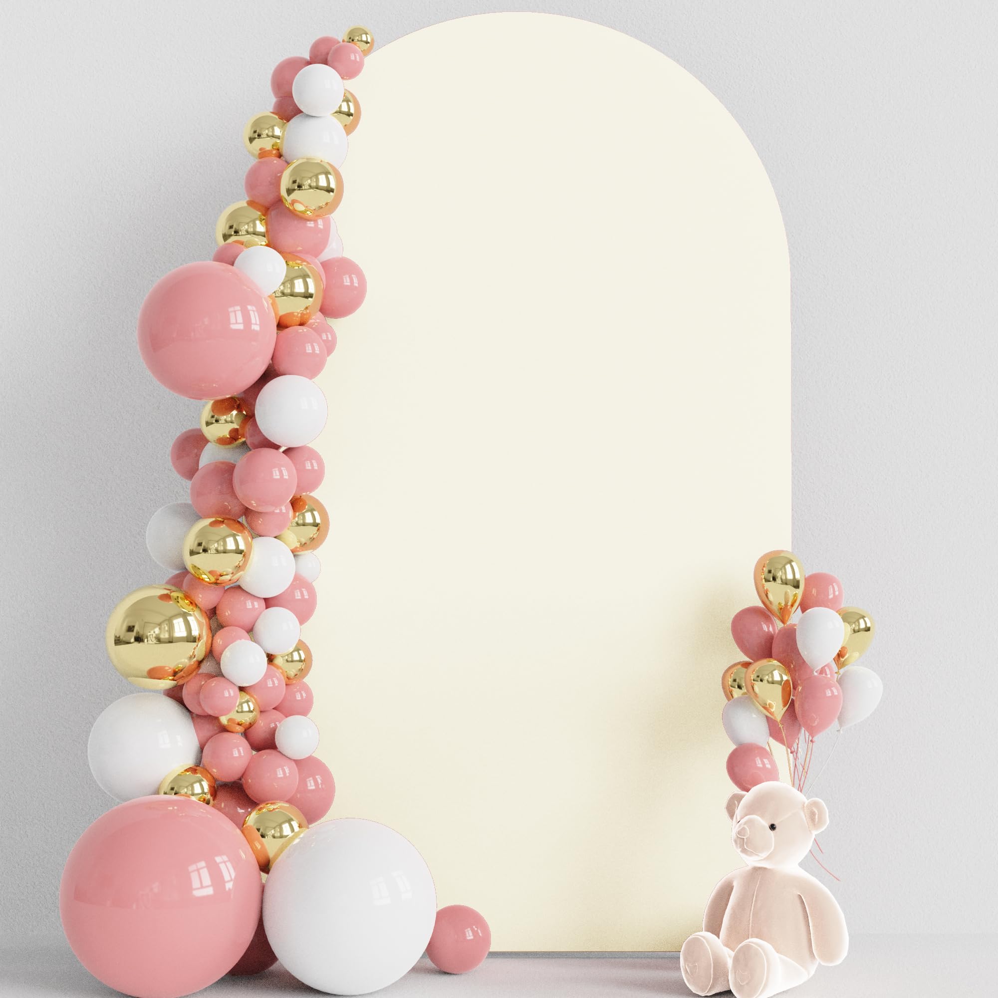 Wokceer 7.2FT Wedding Arch Cover Spandex Fitted Wedding Arch Stand Covers Round Top Chiara Arch Backdrop Cover for Birthday Party Ceremony Banquet Decoration Beige — view 19