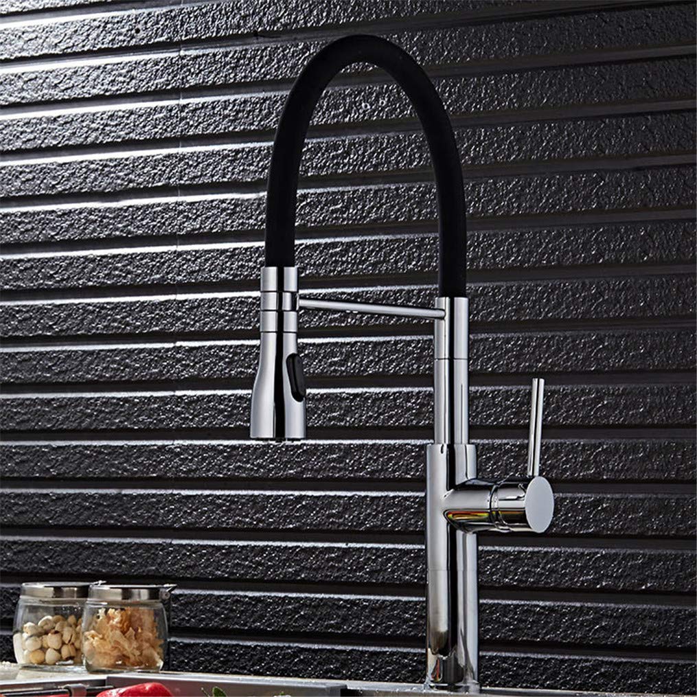 Robinet de cuisine noir rotatif 360 avec tête de pulvérisation flexible