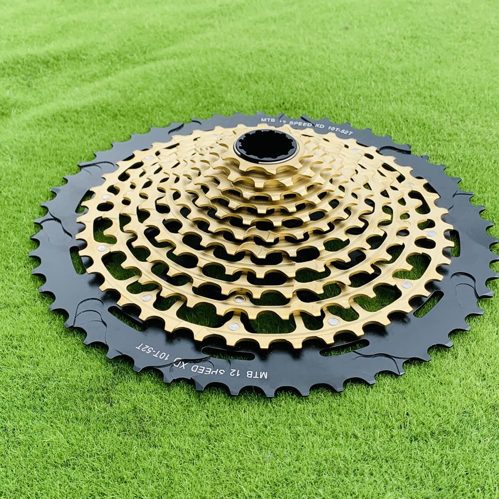PiñOn Bicicleta MTB 12 velocidades 10-52T Cassette Ultimate Can Freewheel 385g Cassette Colorido Ultraligero Cassettes Y PiñOnes para Bicicletas(Color:Rainbow 10-52T XD)