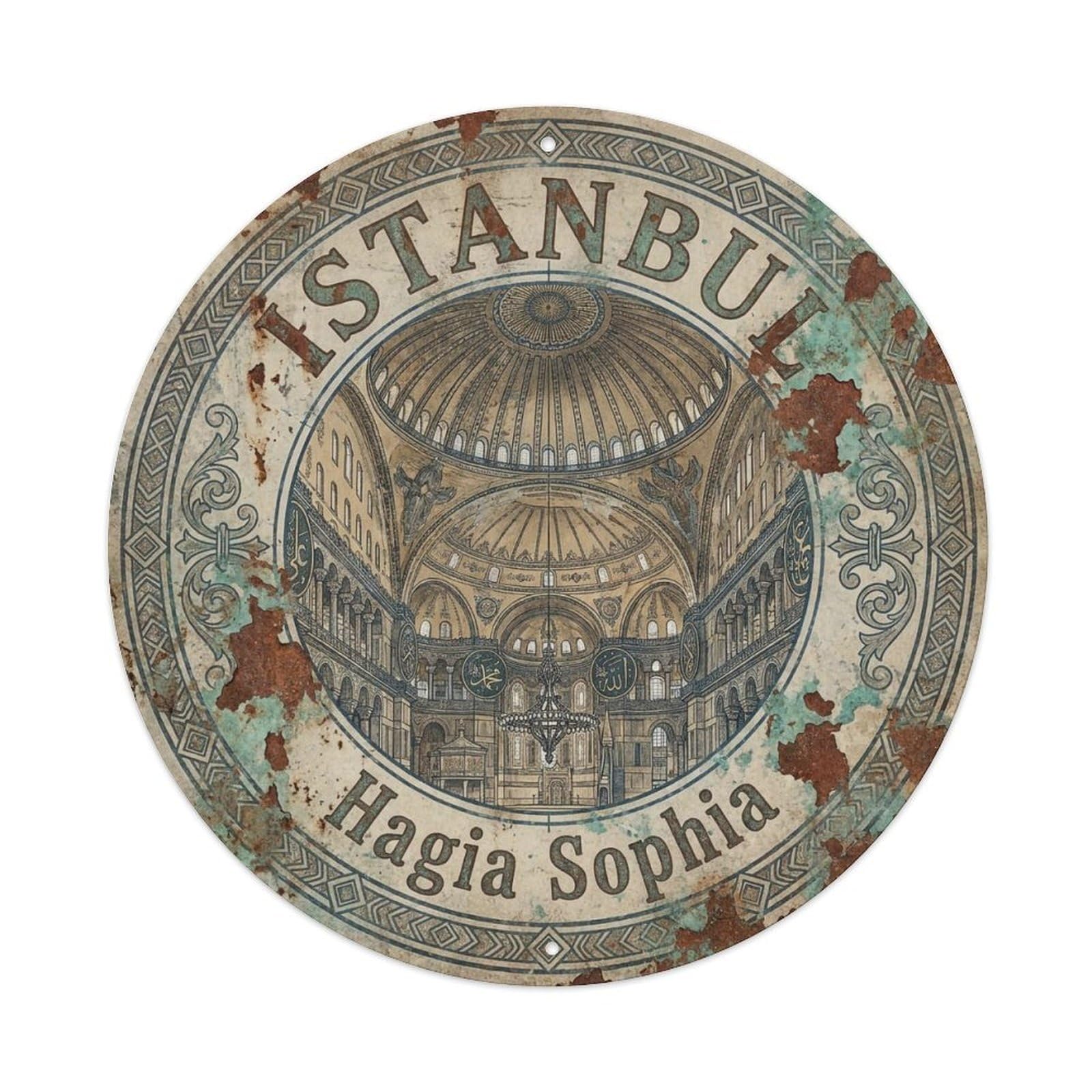 Vintage Travel Istanbul Turkey Cathedral Vintage Metal Tin Sign Plaque Wall Decor for Cafe, Club Bar, Office, Garden Metal Poster 8x8Inch