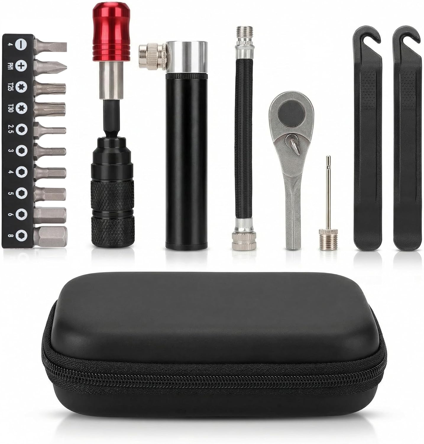 LIXADA Bike Repair Tool Kit, Portable Bicycle Multi Tool Kit with Ratchet Wrench and 10 Magnetic Bits for Bike MTB, Road Cycling Tire Repair and Maintenance (Ratchet Wrench Tool Set)