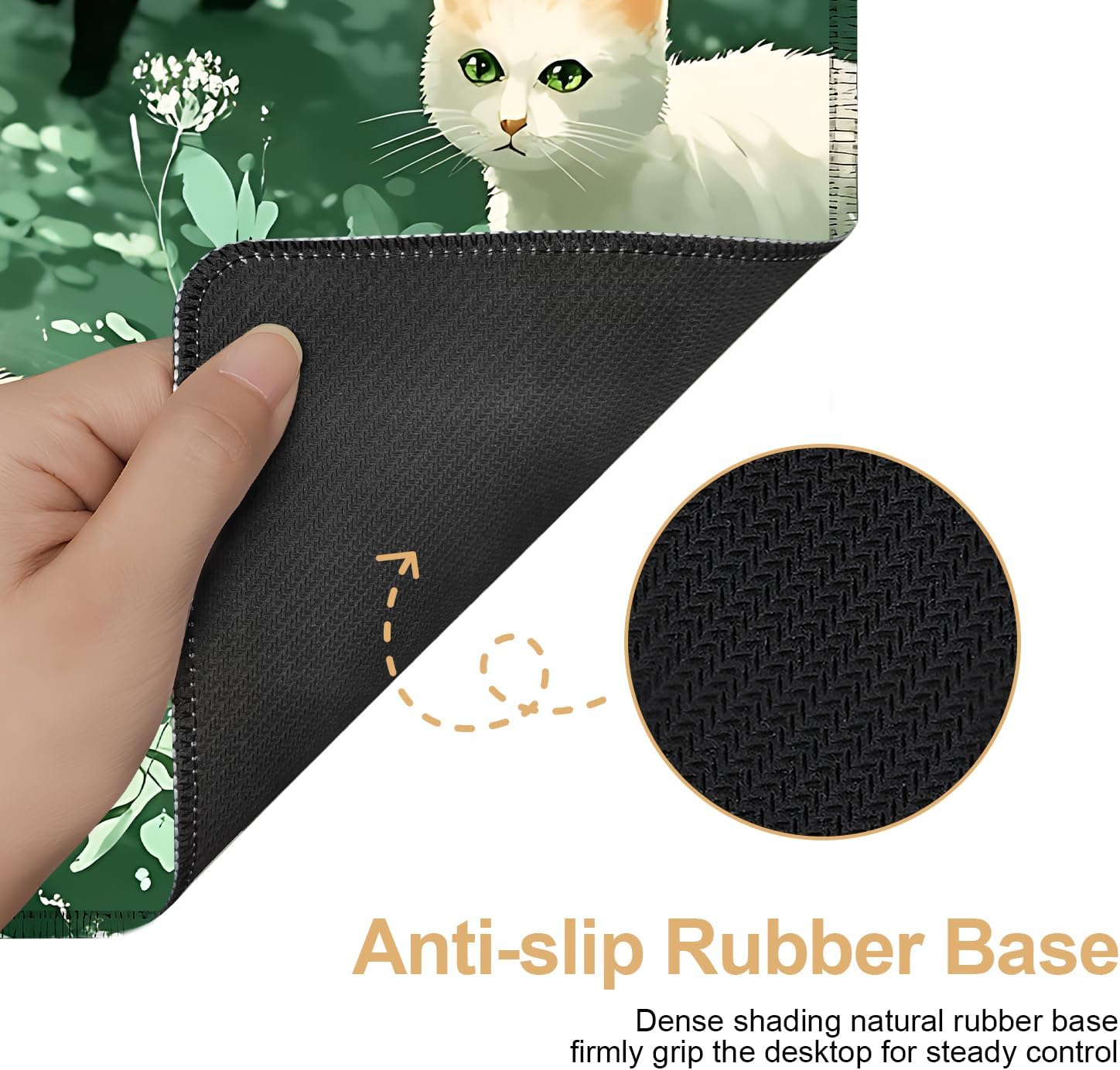 Large Mouse Pad, Cute Cat Gaming Mouse Pad Desk Mat, Non-Slip Base Extended Keyboard Mat, Thick 3mm Smooth Surface Mousepad for Office & Home, 35.5 x 15.8 Inch image 2