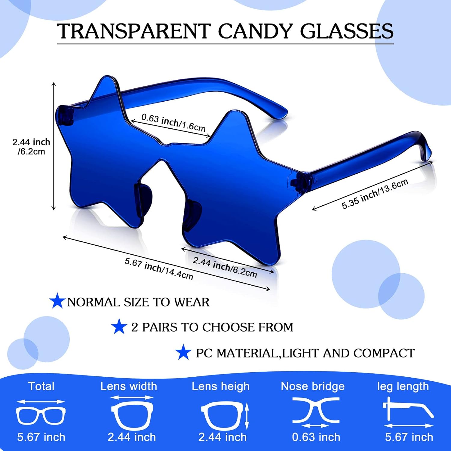 Cindeer 40 Pairs Rimless Star Shape Sunglasses Colorful Transparent Sunglasses Pentagram Glasses for Adult - Image 2