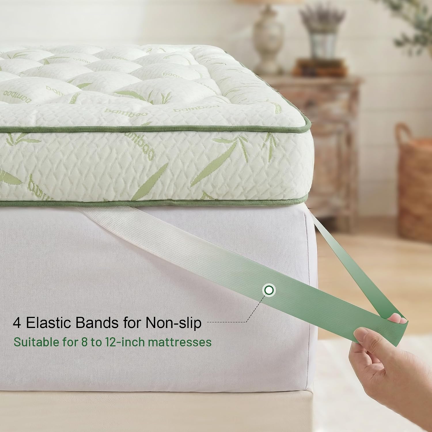 HomKdom Twin Size Mattress Topper, Thick Mattress Topper Twin for Back Pain, Viscose Derived from Bamboo Pillow Top, Cooling Mattress Topper for Hot Sleepers, 1200 GSM Down