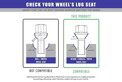 Miniatura 3 de Wheel Accessories Parts 20 pernos de rosca M12 x 1.5, 12 x 1.5, acabado cromado, vástago de 0.945 in de longitud, 0.669 in, hexagonal, compatible