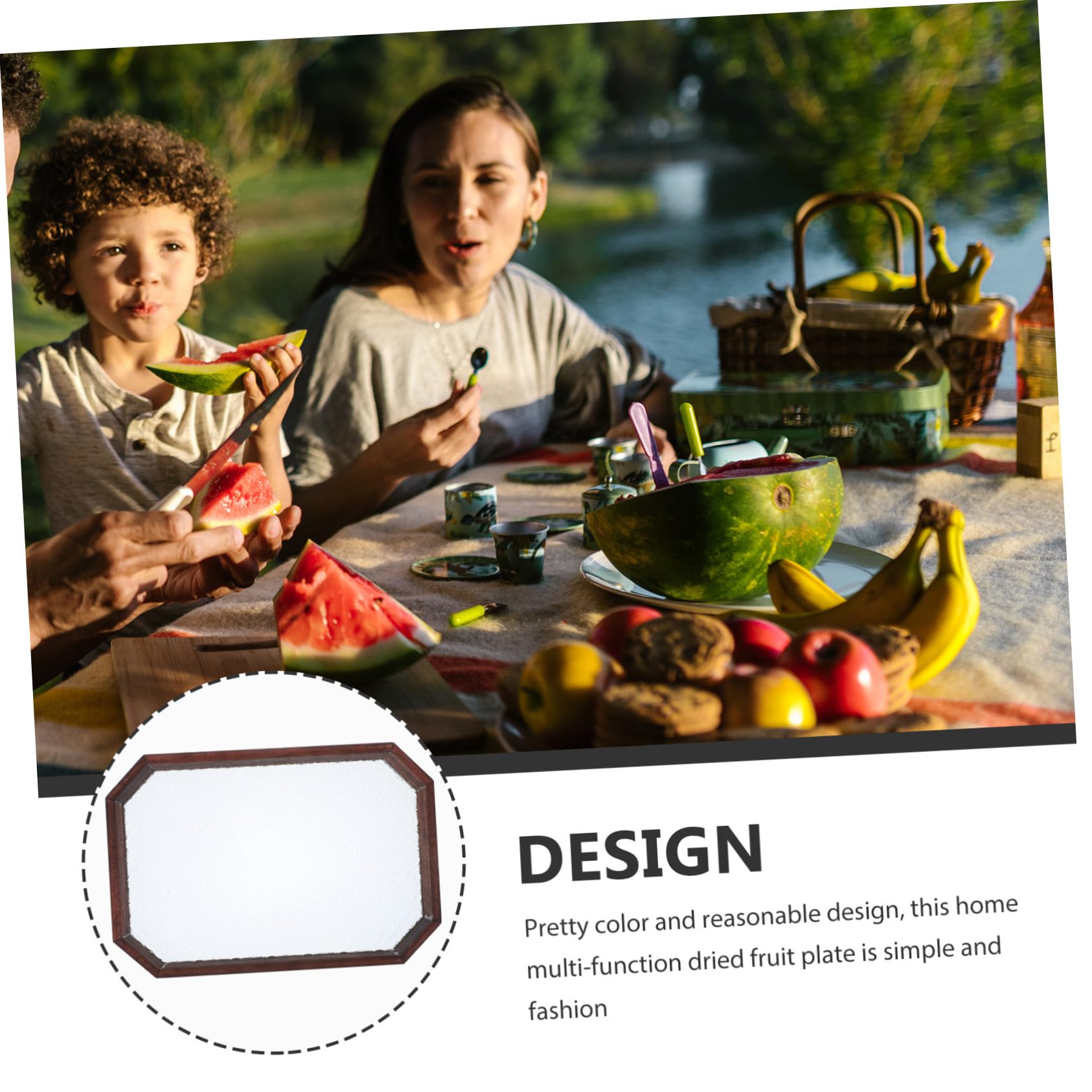 Bandeja Vintage para Servir Snacks y Dulces de Madera y Vidrio Resistente a Roturas, Adecuada para Uso con Invitados en Fiestas
