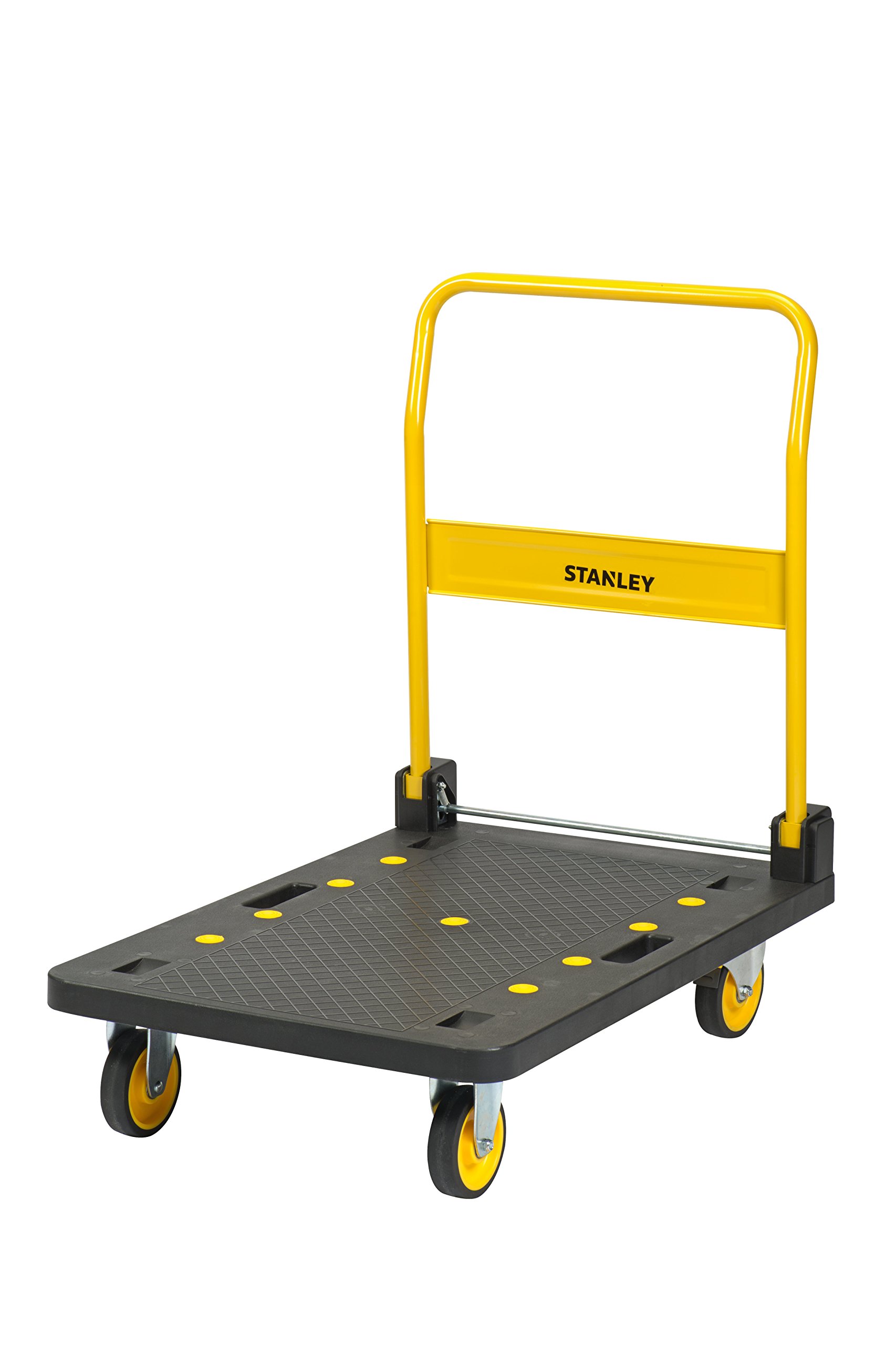 Stanley SXWT-PC509 Platform Trolley with 250 kg Capacity, Polypropylene Portable Foldable Dolly Push Cart with 360 Degree Swivel Braked Wheels, Black and Yellow, (90 x 61 x 94 cm) (B01N952WWB) Amazon Price History, Amazon Price Tracker