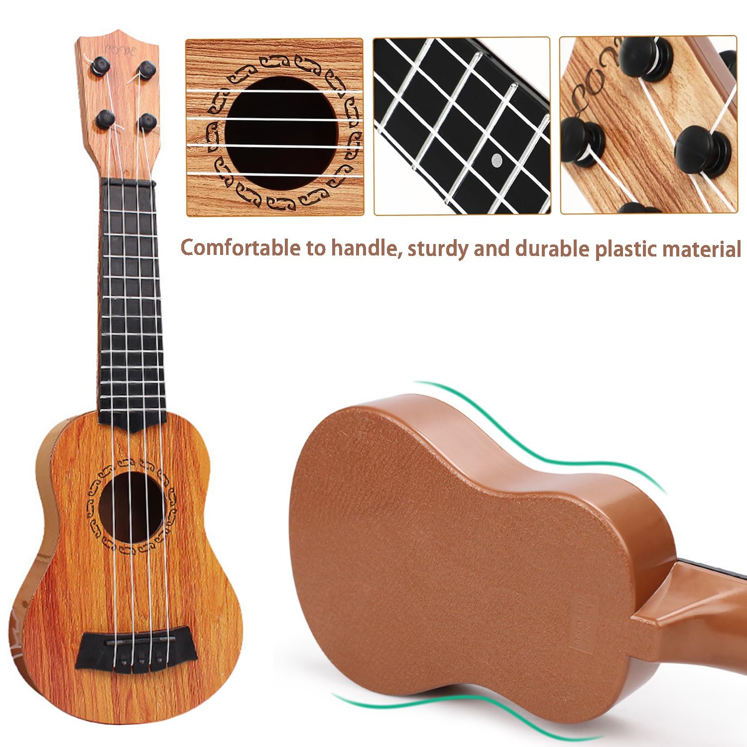 Ukulélé Enfant 44 Cm - 4 Cordes Réglables Avec Médiator - Jouet Musical éducatif Pour Filles Et Garçons 3-8 Ans - Instrument D'éveil