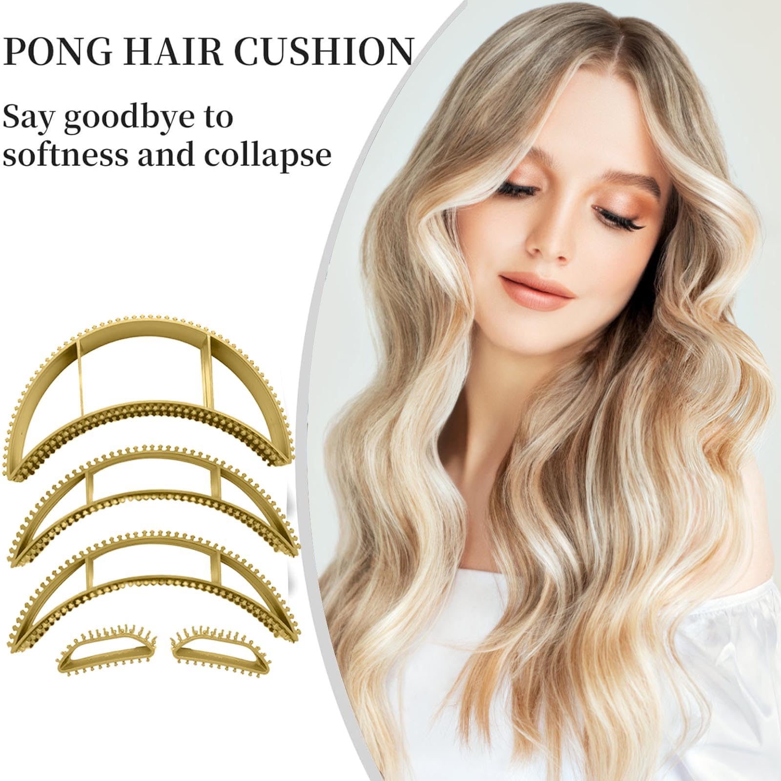 5Pcs styling coiler set Bump it Volume Hair hair accessory Hair bumps for volume insert Fluffy hairdressing tools for women and girls (Gold) - Image 4