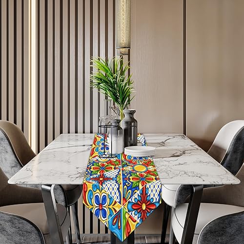 Miniatura 5 de Bardic Camino de mesa de lino con diamantes, ligero, suave, moderno, elegante, decoración de camino de mesa de cocina, camino de mesa de cocina,