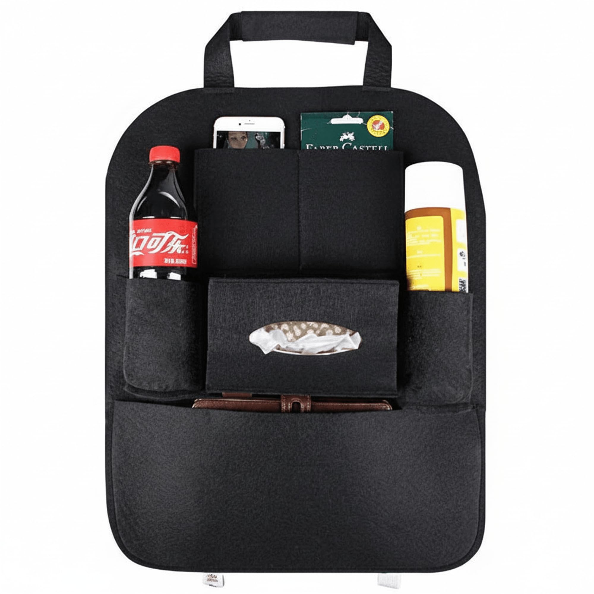 Premium Leather Car Back Seat Organizer with Foldable Tray Table & Multi-Pocket Storage – Universal Backseat Kick Mat Protector with Cup Holders for Travel & Kids-image-37