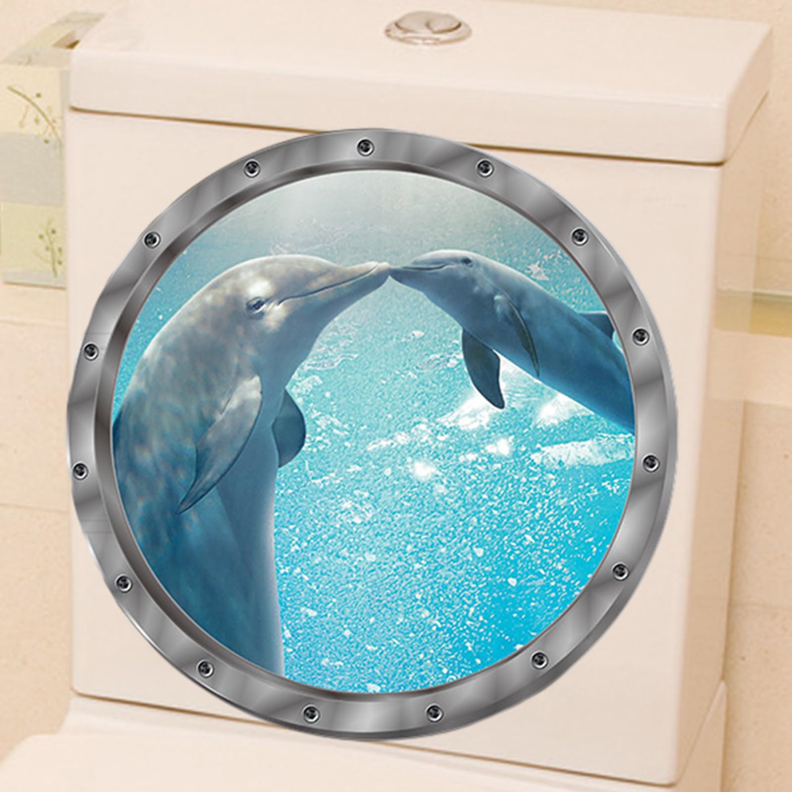 GRAZDesign Wandtattoo Bullauge Mit Delfin – Maritime Badezimmer-Deko, 54x50 Cm
