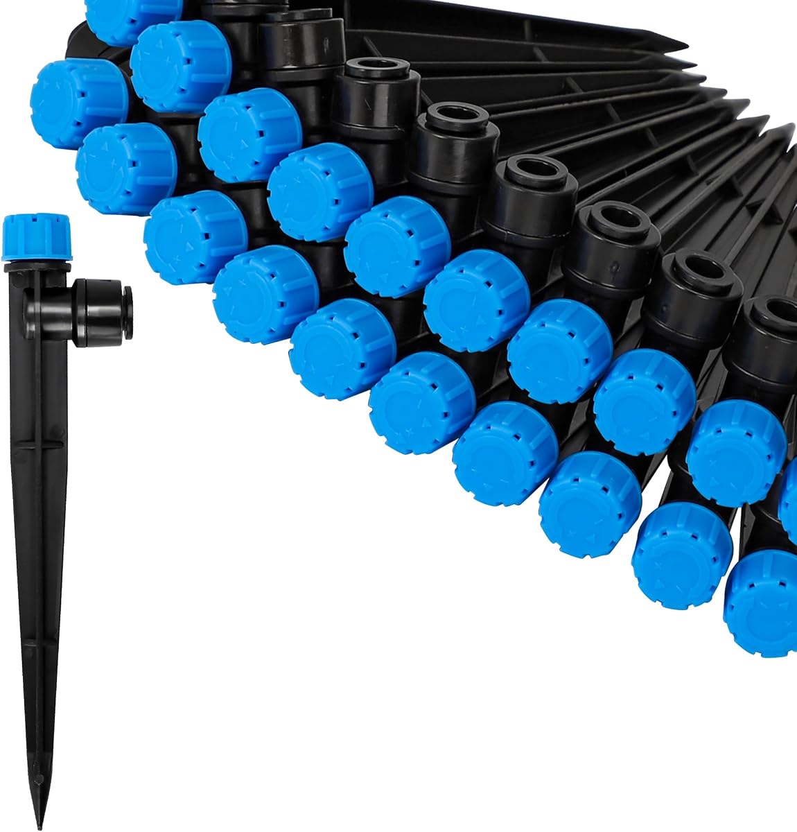 MIXC 20Pcs Drip Irrigation Emitters, Quick Push-to-Fit Connect Drip Stream | Leak-Proof, Water Saving, 360° Adjustable Flow for 1/4" Tube, Drip Emitter Stream for Garden Watering Irrigation System
