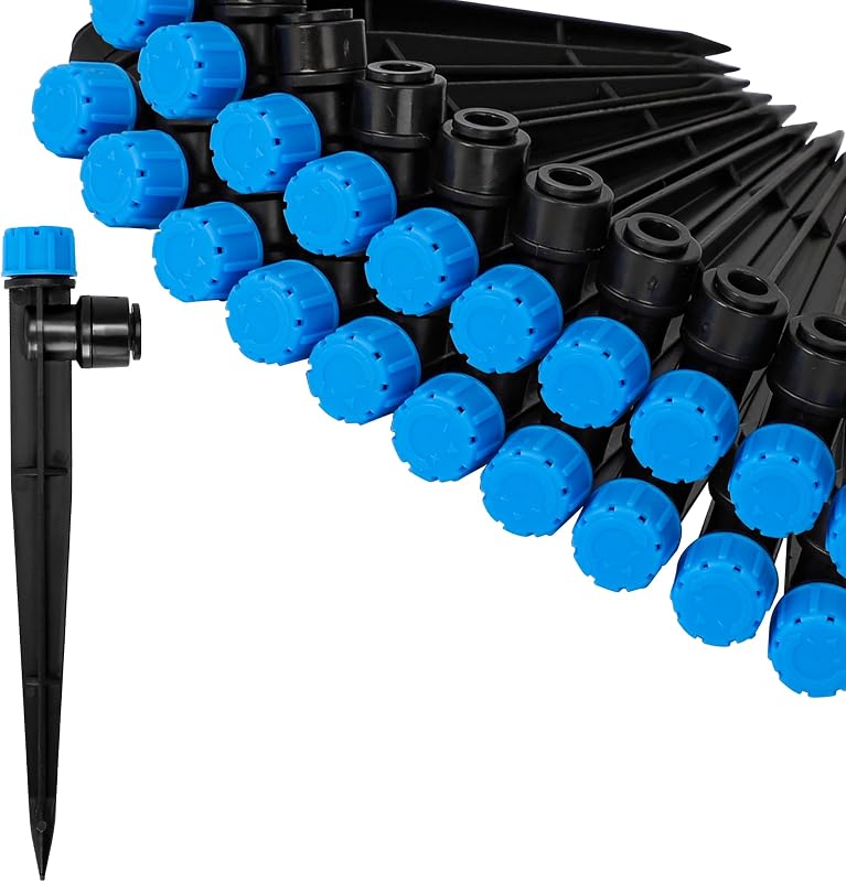 MIXC 20Pcs Drip Irrigation Emitters, Quick Push-to-Fit Connect Drip Stream | Leak-Proof, Water Saving, 360° Adjustable Flow for 1/4" Tube, Drip Emitter Stream for Garden Watering Irrigation System