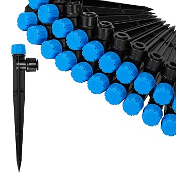 MIXC Quick Connector Drip Emitters for 1/4" Tubing, Adjustable Flow, 360 Fan-Shaped Sprayer Drip Emitter Stream, 20 Packs