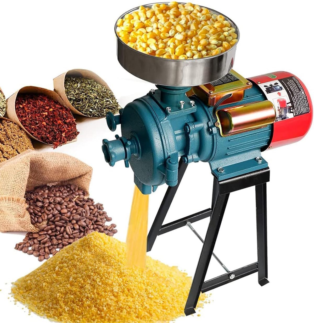 3500W Commercial Electric Feed Mill Grinder, Dry Grinder Machine, Seeds Flour Nut Pill Herbs Spices & Seasonings Grinder, Electric Mixer Grinder,B-A