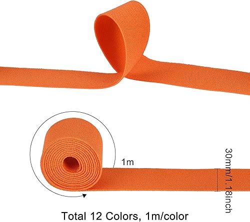 Miniatura 2 de BENECREAT 12 colores 13 yardas cinta elástica 1.181 in1.2'' ancho elástico costura artesanía banda elástica para lazos para el pelo diademas