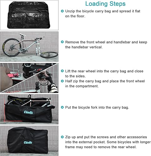 Miniatura 7 de CamGo Bolsa de transporte plegable de bicicleta de 26 pulgadas - Funda impermeable para viaje en tren aéreo