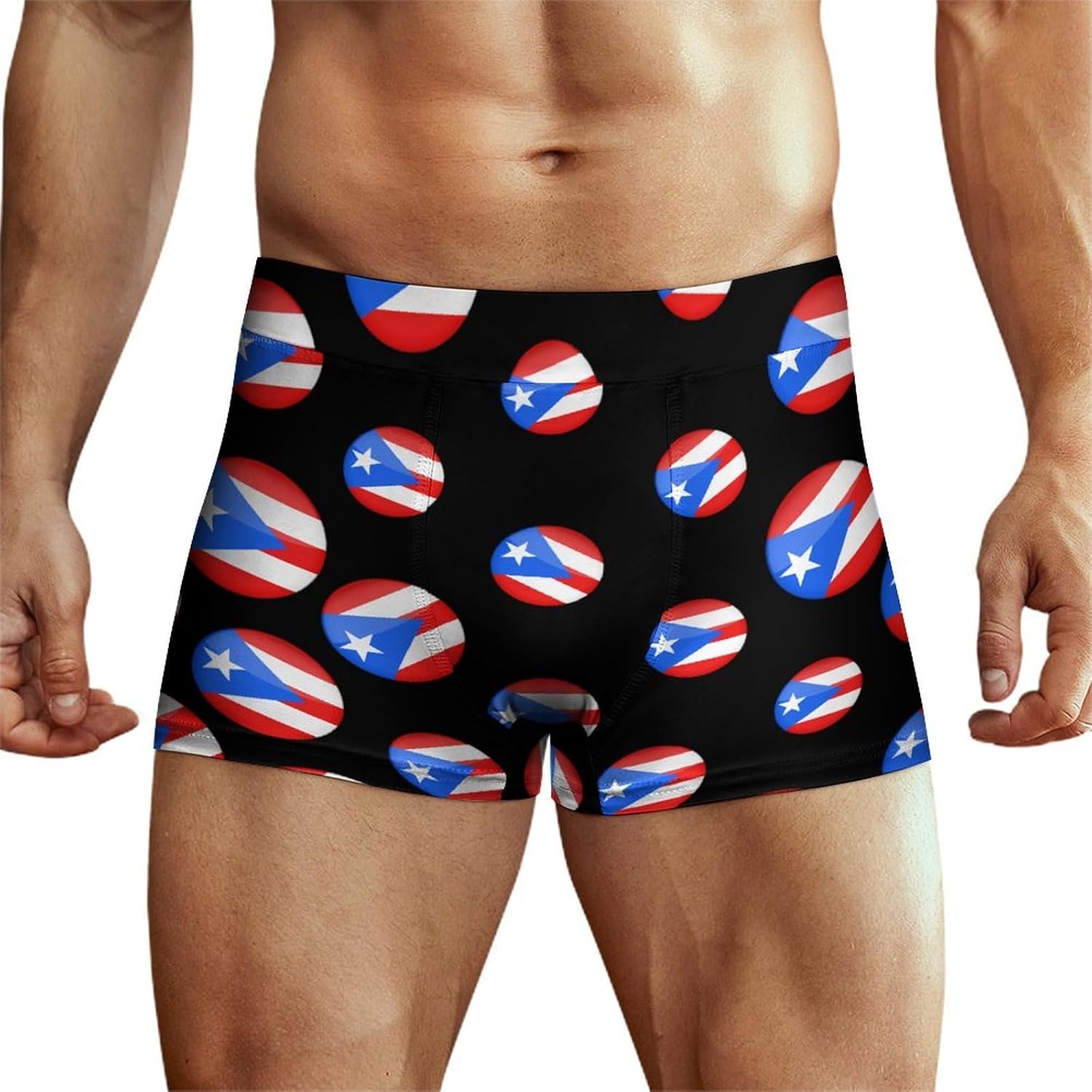 Puertorico P.R. Flag Logo Men's Underwear Boxers Briefs for Men Stretch Shorts