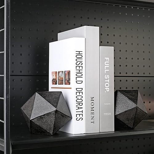 Miniatura 6 de Ambipolar Sujetalibros geométricos decorativos con forma de bola, modernos sujetalibros negros de hierro fundido para escritorio de oficina, estante