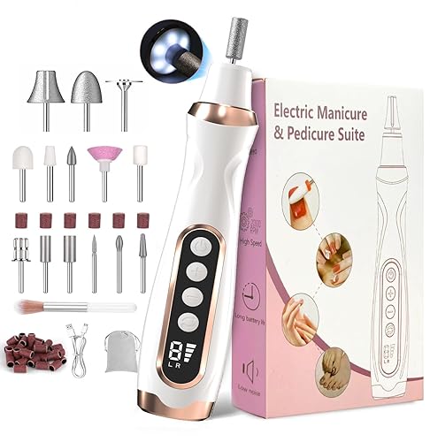 Kit profesional de manicura y pedicura, juego de limas de uñas eléctricas inalámbricas de 6 velocidades, taladro de uñas inalámbrico para uñas