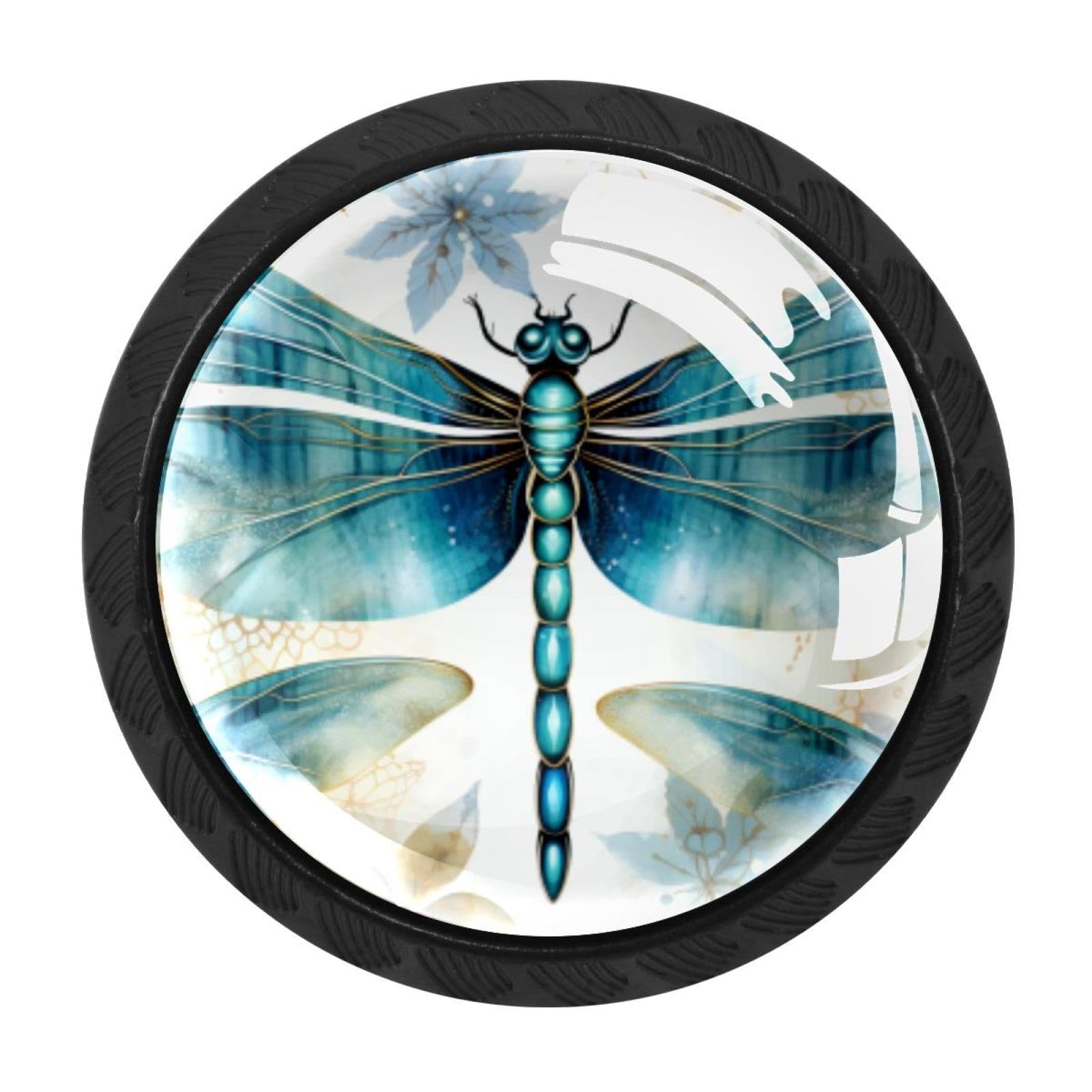 CHENZZZZ 4 pcs Dragonfly Cabinet Knobs Crystal Drawer Pulls for Kitchen, Bathroom Cabinet, Dresser and Cupboard