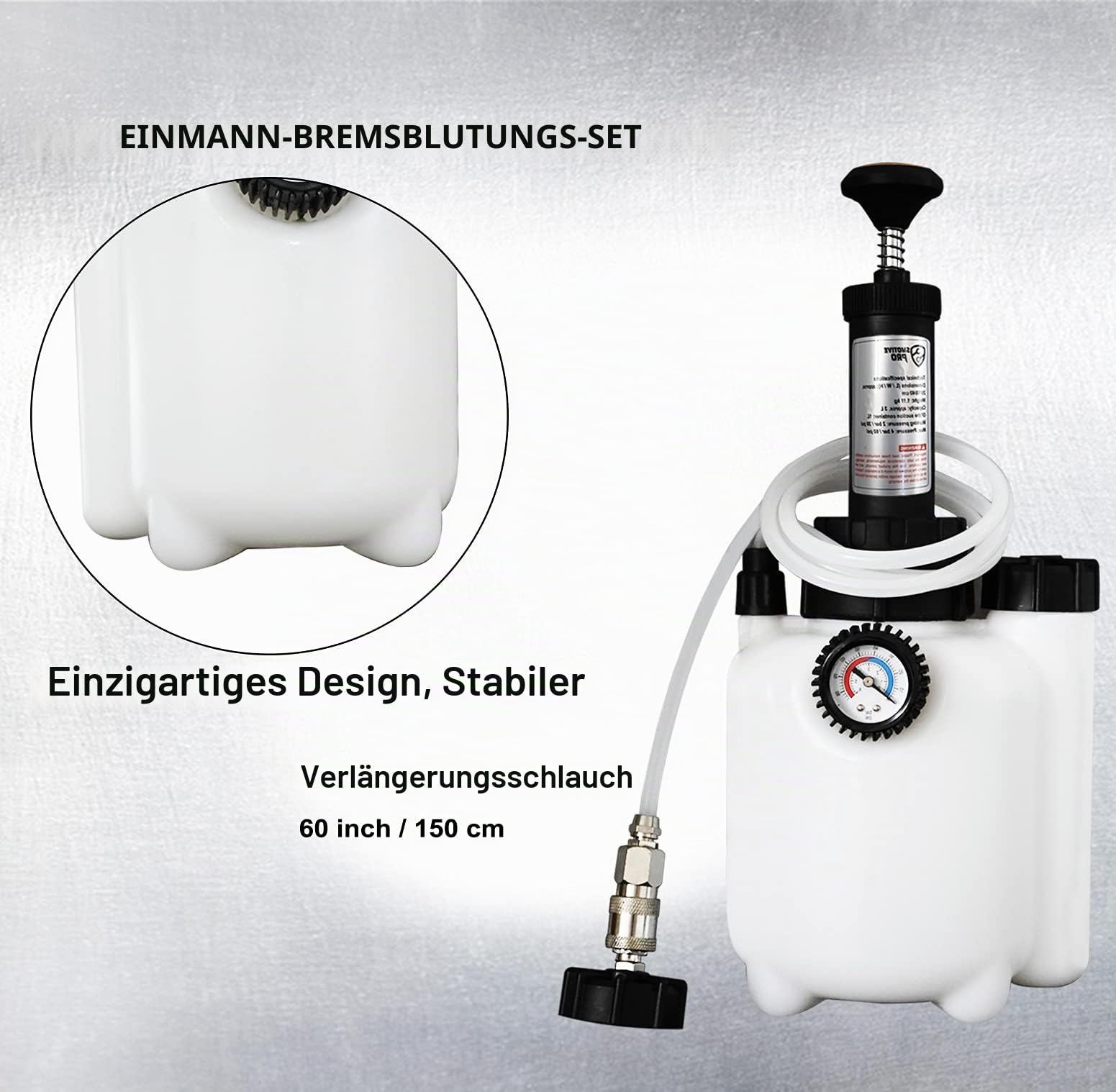 SMOTIVEPRO Bremsenentlüftungsset, 3 l Bremsflüssigkeits-Entlüftungskit mit 1 l Nachfüllflasche und 45 mm Hauptzylinderadapter, kompatibel mit den meisten europäischen Modellen und ABS-Systemen