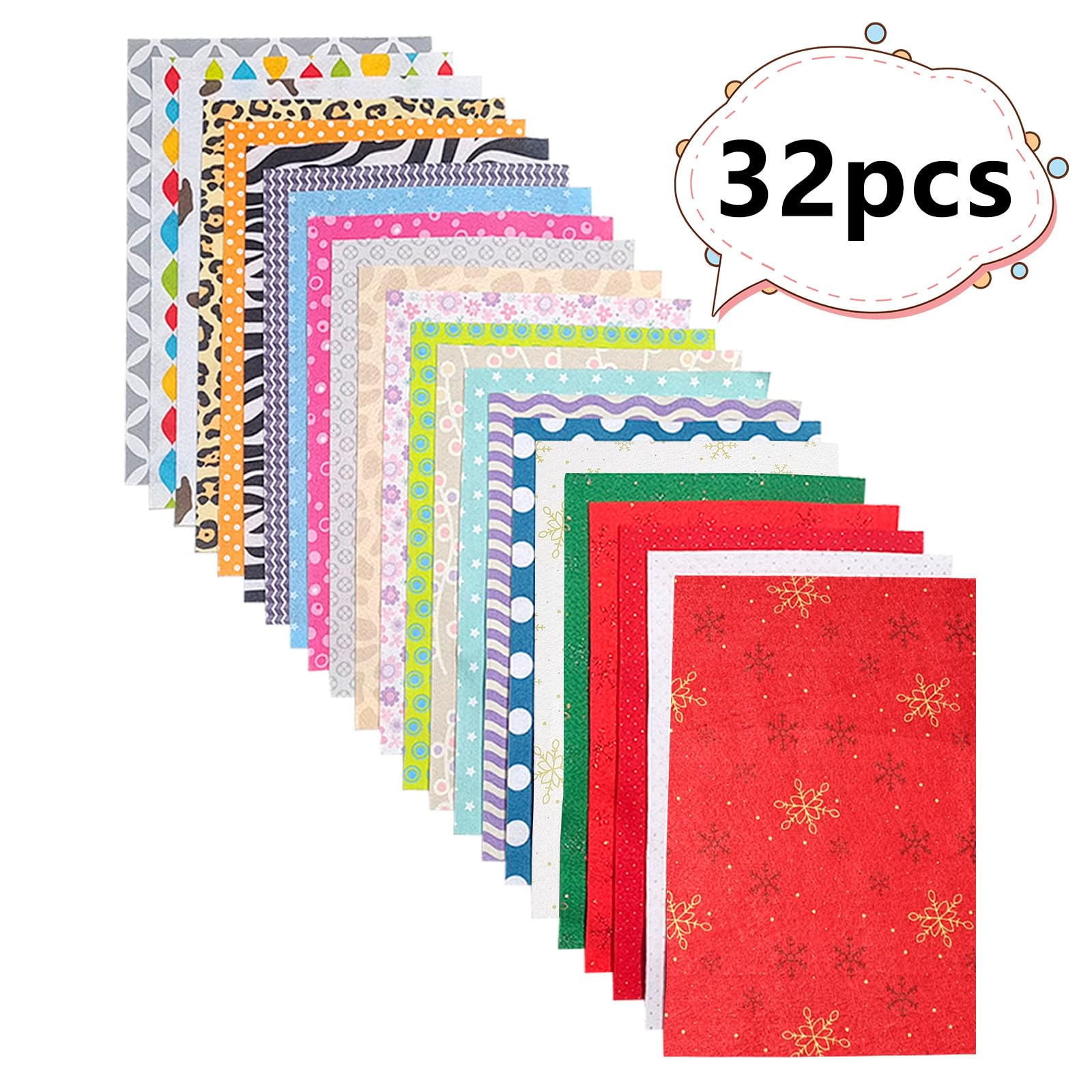 Jtnohx Pattern Felt Sheets, Printed Felt Fabric, 23 Pcs Colour Fabric for Crafts 20x30cm Craft Material for Sewing and DIY Projects - Image 3