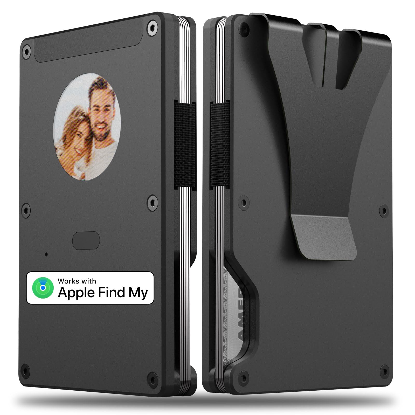 YositochuanPersonalized E-Ink Air Tag Wallet- Trackable Wallet with Custom E-Photo/Text/Contact Information, Slim RFID Credit Card Holder Built-in Find My Tracker, Gift for Men/Women