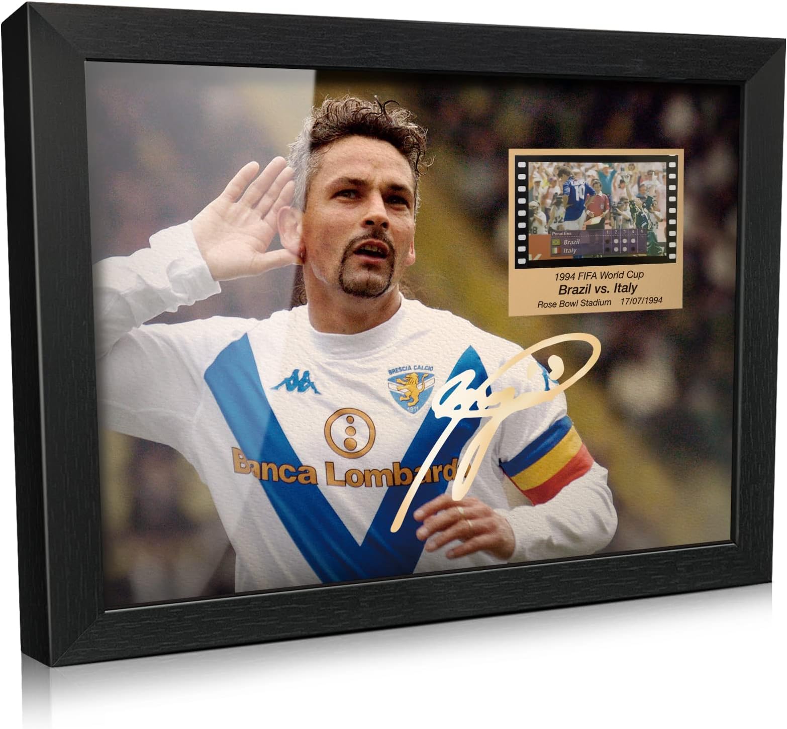 ORIMAMISigned Soccer Roberto Baggio Photo Framed Poster 8x6 Inches,with 1x35mm Memorabilia Film Display,Cool Roberto Baggio Gifts for Fans