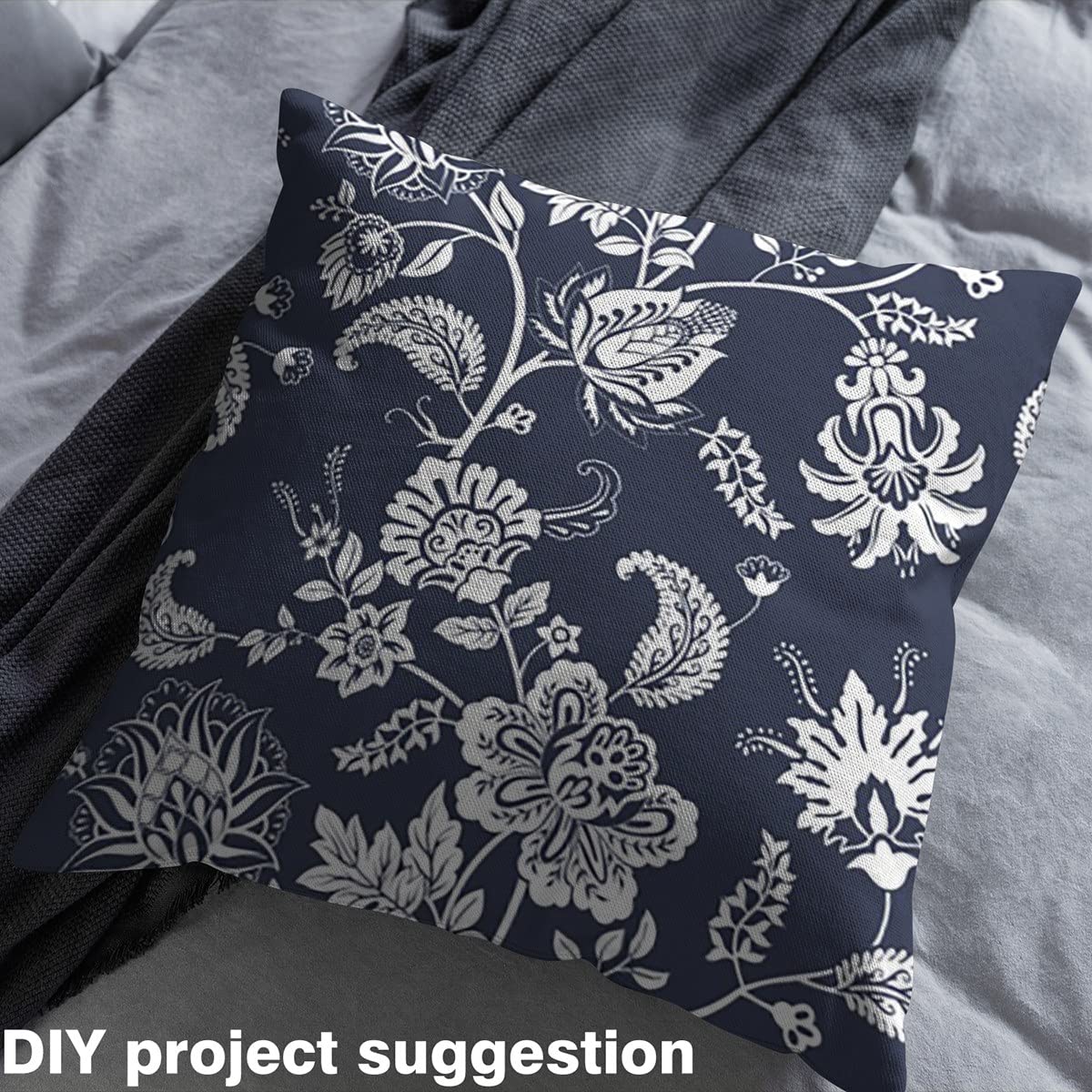 Tela floral de cachemira para sillas, estilo exótico bohemio al aire libre de The Yard, tela de flores de estilo indio retro para proyectos de bricolaje en el hogar, 10 yardas, (920 x 150 cm) azul ma