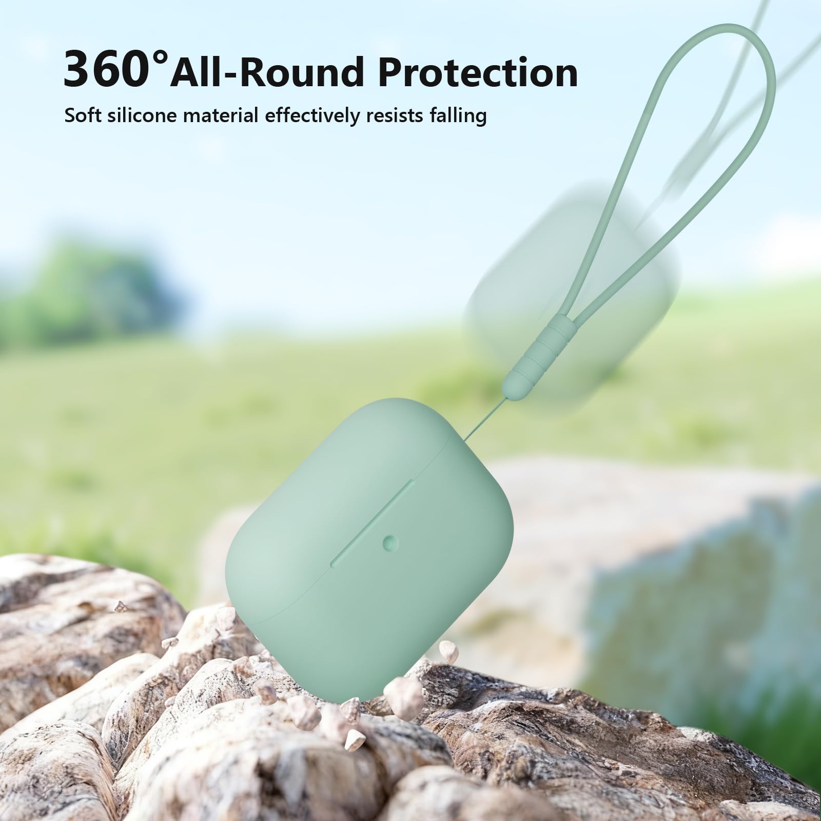 Funda para AirPods Pro 3 (2025) Case Cover, Anti-rasguños Fundas Protectora de Silicona Compatible con Airpods Pro 3.ª Generación con Kit de Limpieza e Lanyard de Silicona, Cloud Grey - 5