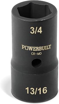 Powerbuilt 1/2-Inch Drive 3/4-Inch x 13/16-Inch Impact Flip Socket, Thin Wall SAE Double Sided Socket, Chrome-Moly made - 641163