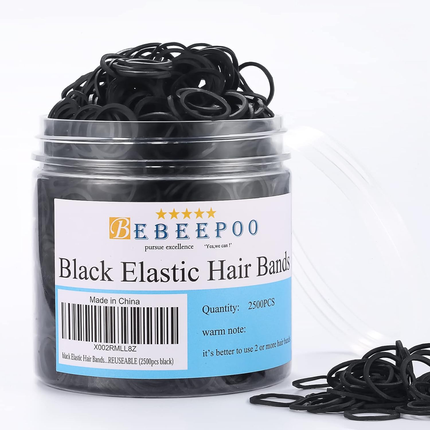 Mini Rubber Black Elastic Hair Ties Bands with a Box, BEBEEPOO 2500pcs Small Black Rubber Bands for Hair, Soft – No Damage – STRONG – REUSEABLE (2500pcs black) Mini Rubber Black Elastic Hair Ties Bands with a Box, BEBEEPOO 2500pcs Small Black Rubber Bands for Hair, Soft – No Damage – STRONG – REUSEABLE (2500pcs black)