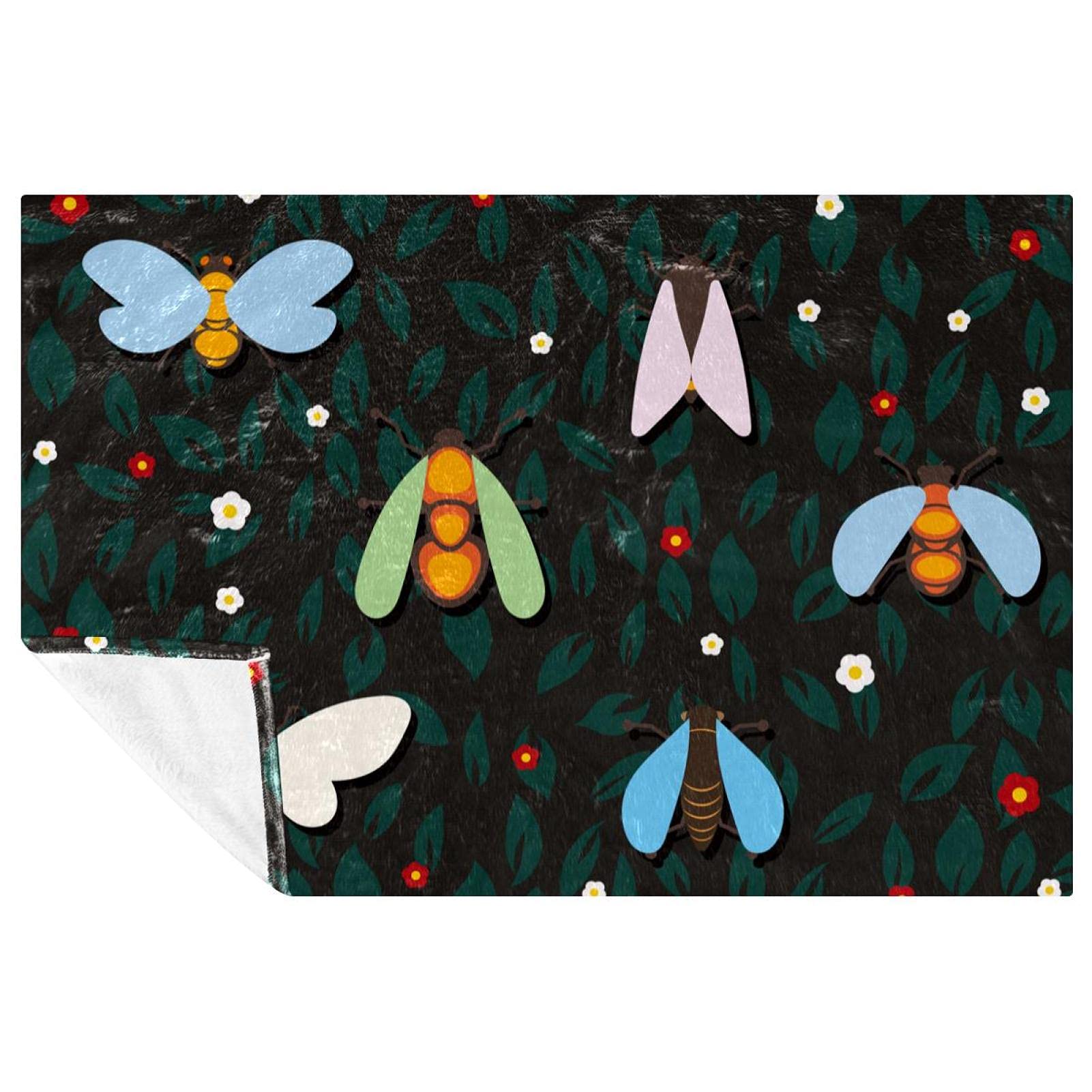 Couverture motif insecte plaid doux pour camping pique-nique et plage