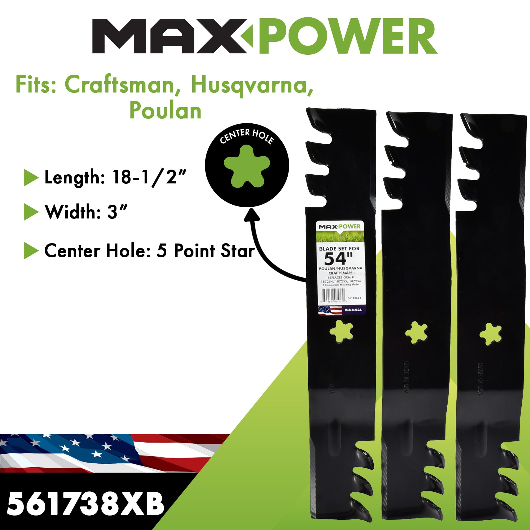 Amazon.com : MaxPower 561738XB USA MADE 3 Blade Commercial