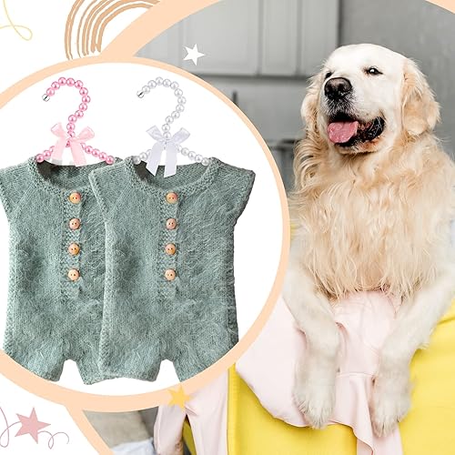 Miniatura 5 de Wesiti 25 perchas pequeñas de perlas pequeñas para ropa, perlas, perlas, perlas, perchas elegantes de metal con cinta para niños, bebés, mascotas,