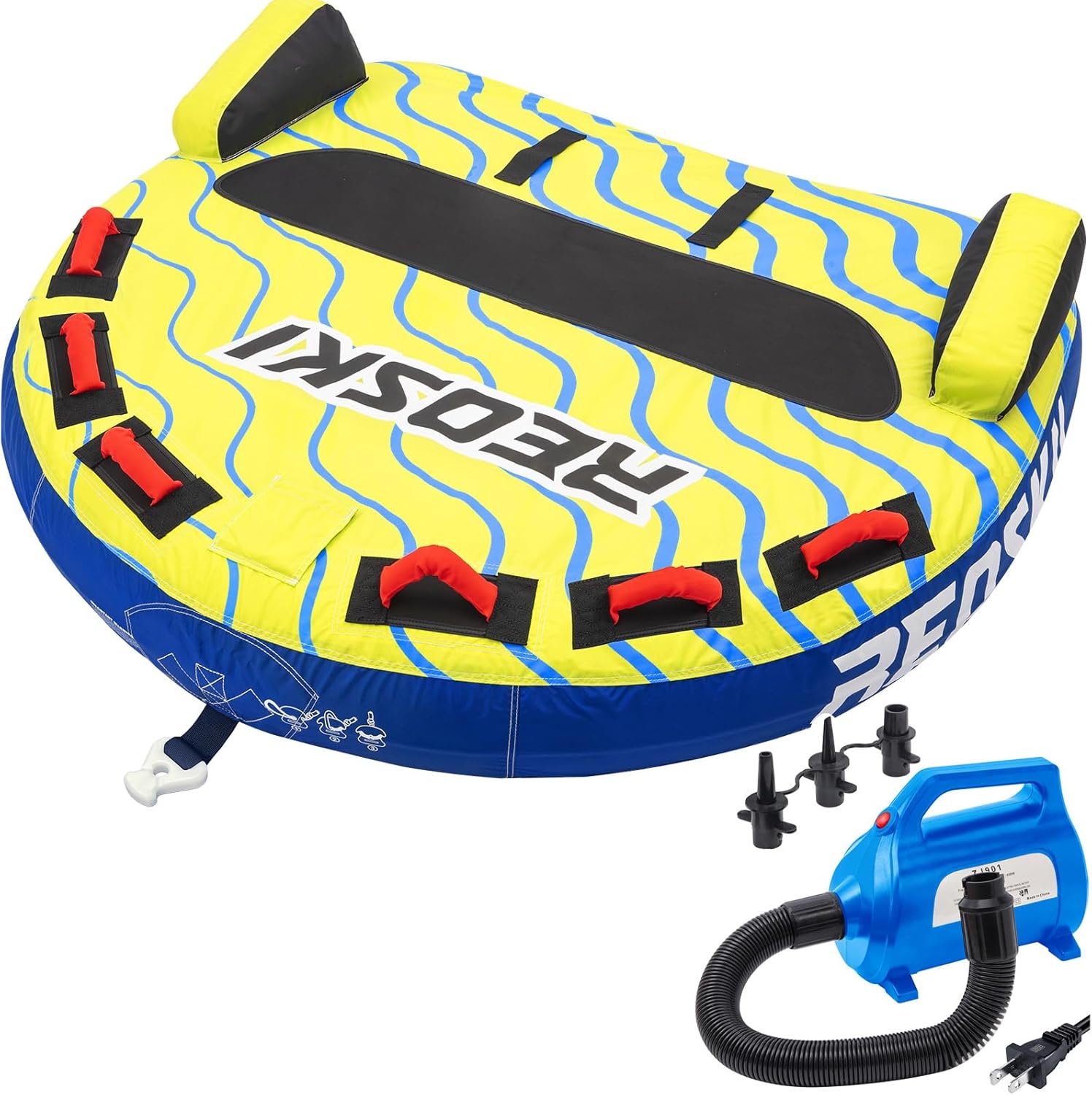 Towable Tube with Electric Air Pump 120V Powerful and Quick Inflatation in 3-Mins