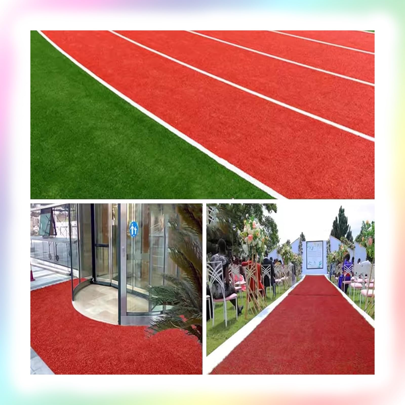 Prato In Erba Sintetica Rosso Realistica Tappeto In Erba Simulata Con Supporto In Gomma Drenante Per Patio, Balcone, Piscina(59x118IN)