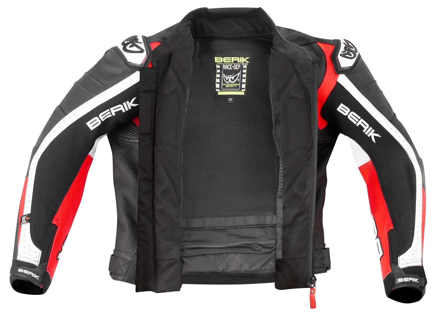 Berik Wild Chase Giacca in Pelle da Moto, Nero/Bianco, 50