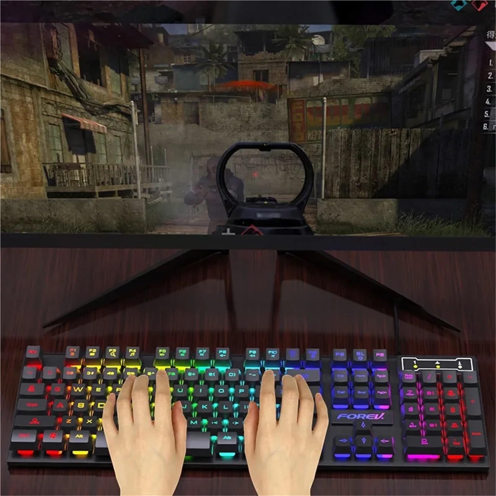 Tastiera meccanica retroilluminata a 104 tasti, tastiera da gioco con cavo, impermeabile, luminosa, per gamer, laptop, ufficio (M1)
