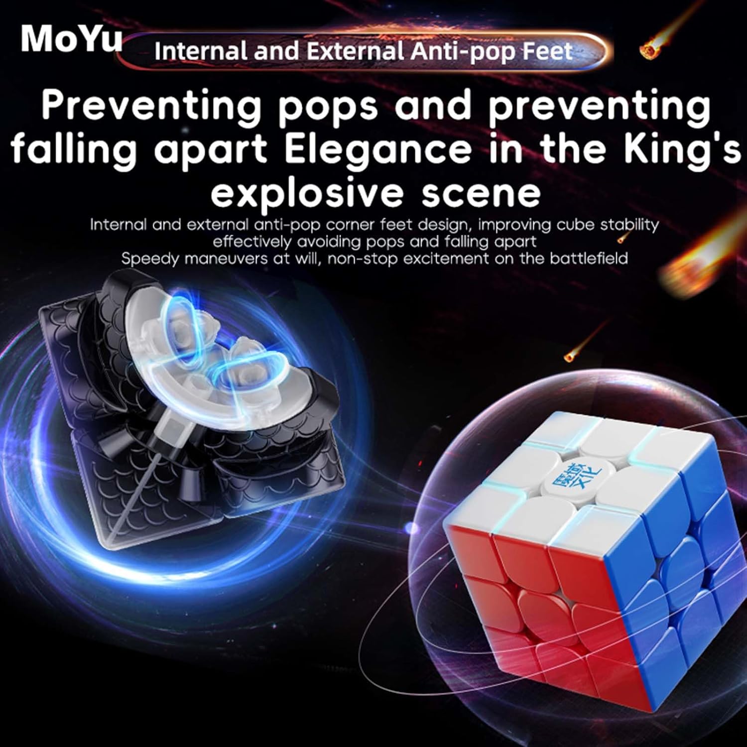 Moyu Weilong WRM V9 2023 MagLev Ball-core UV Coated Speed Cube 3x3 Stickerless Puzzle Cube Professional MagLev Magnetic Master Cube (20-Magnet MagLev+Ball-Core+UV Coated)