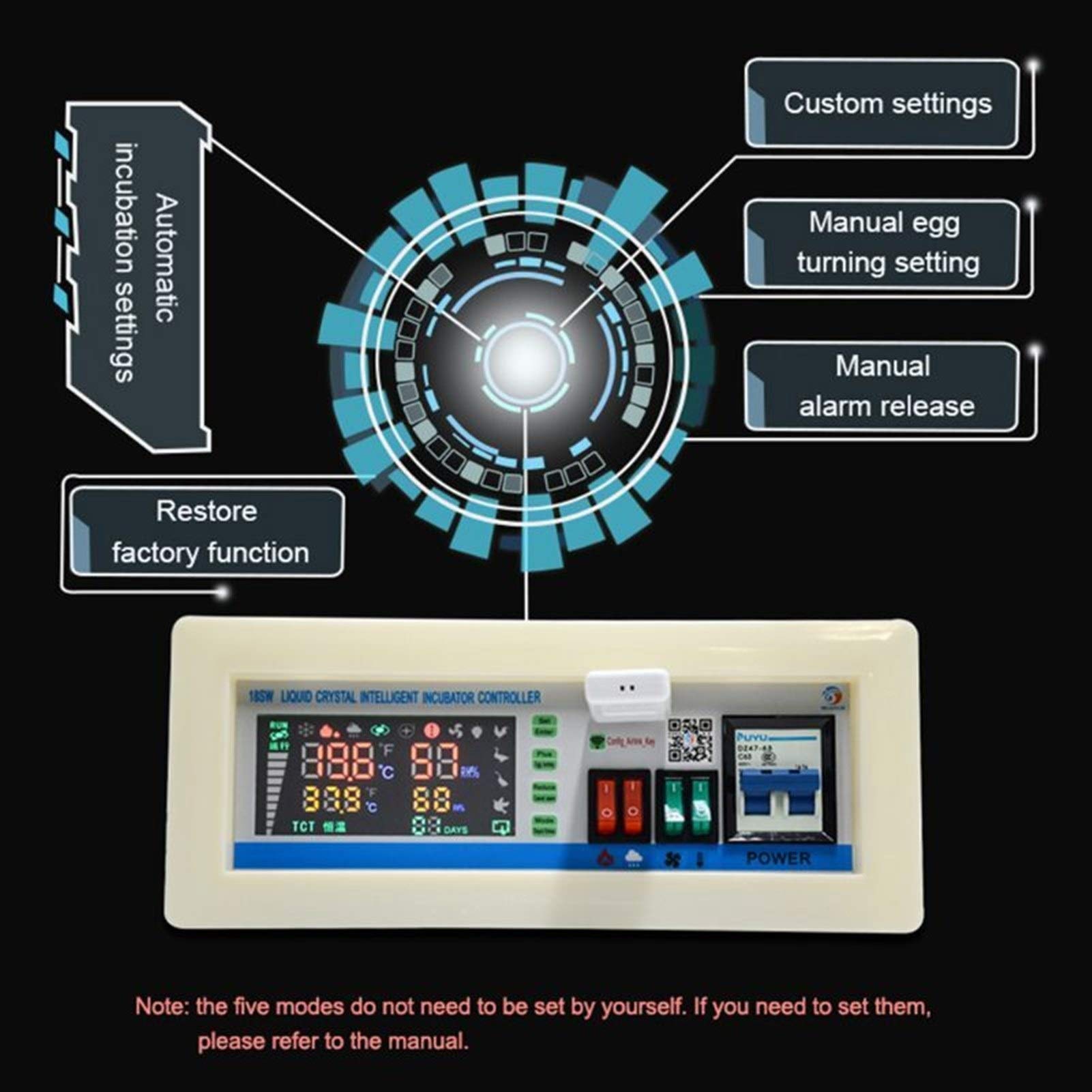 Calentadores de manos Controlador automático de huevos Incubadora Termostato Hygrostat App Sistema de control de temperatura Sensores de humedad for Animal Farm